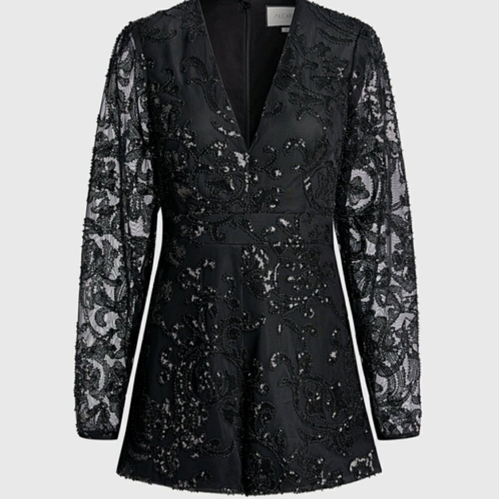 Alexis Riso V-neck Floral Beaded Romper